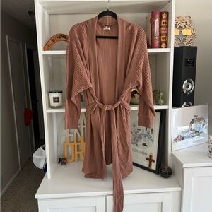 UpWest Taupe Waffle Knit Cardigan